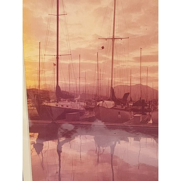 Vintage Mark Reuben Gallery San Francisco Matted Docked Boats Mountains - Picture 5 of 8